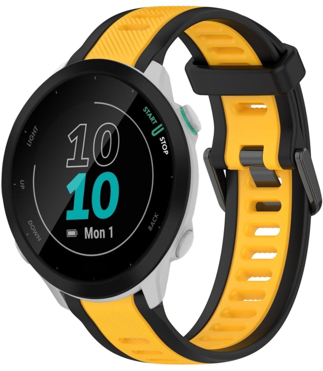 Voor Garmin Forerunner 55 20 mm tweekleurige siliconen horlogeband met textuur (geel + zwart)
