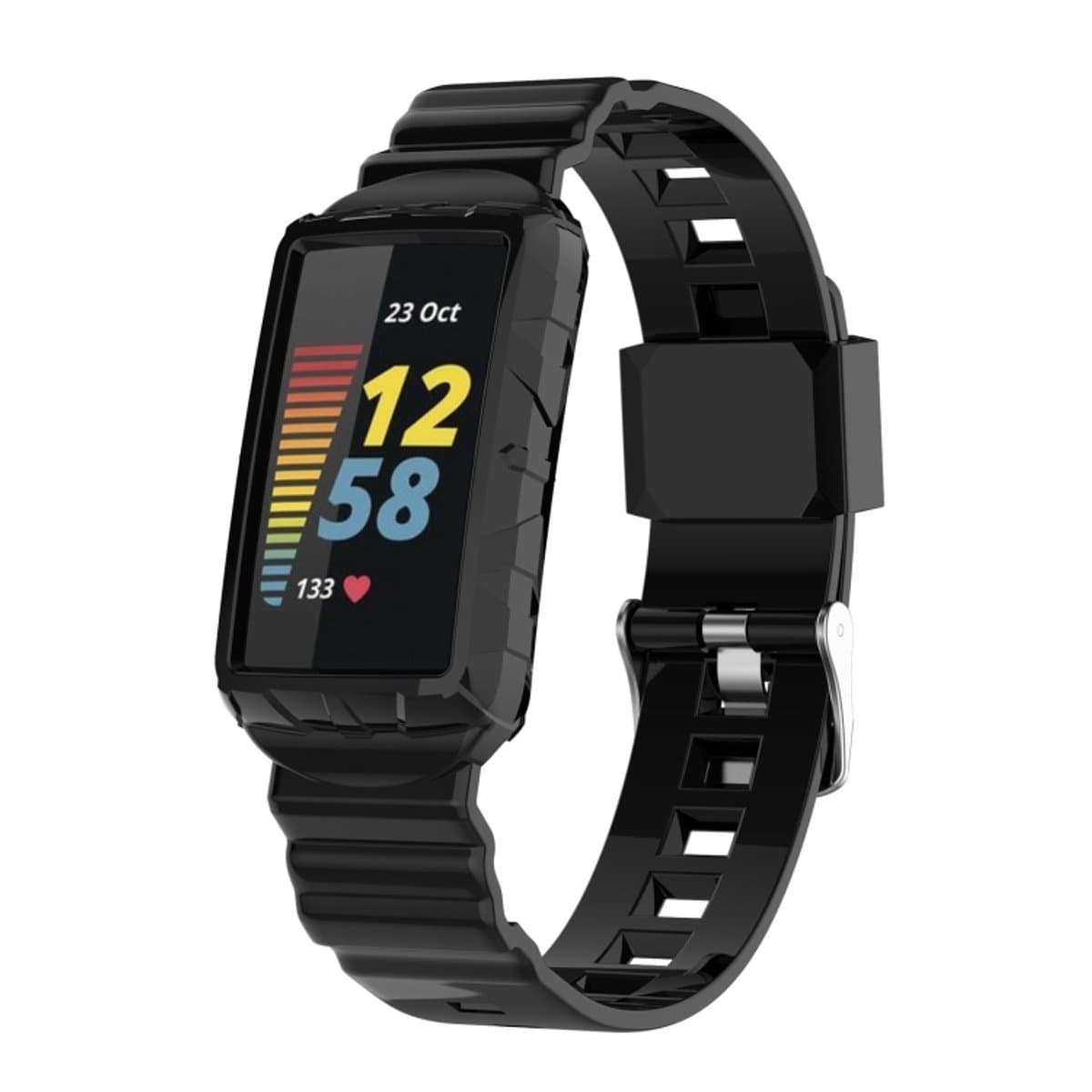 Voor Fitbit Charge 6 Armor geïntegreerde TPU-horlogeband (zwart)