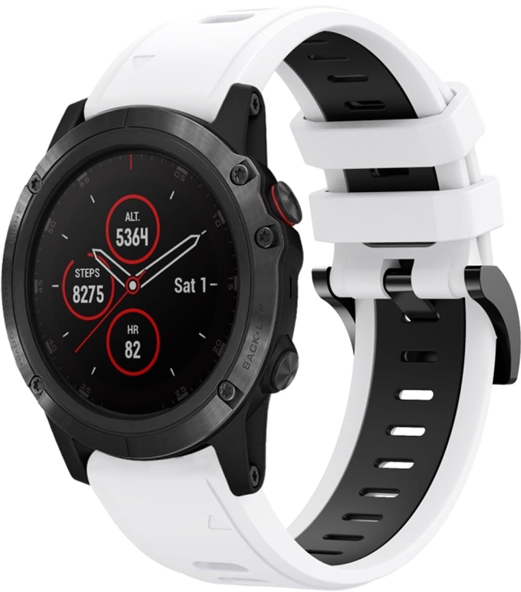 Voor Garmin Fenix 5X Sapphire 26mm tweekleurige sport siliconen horlogeband (wit + zwart)
