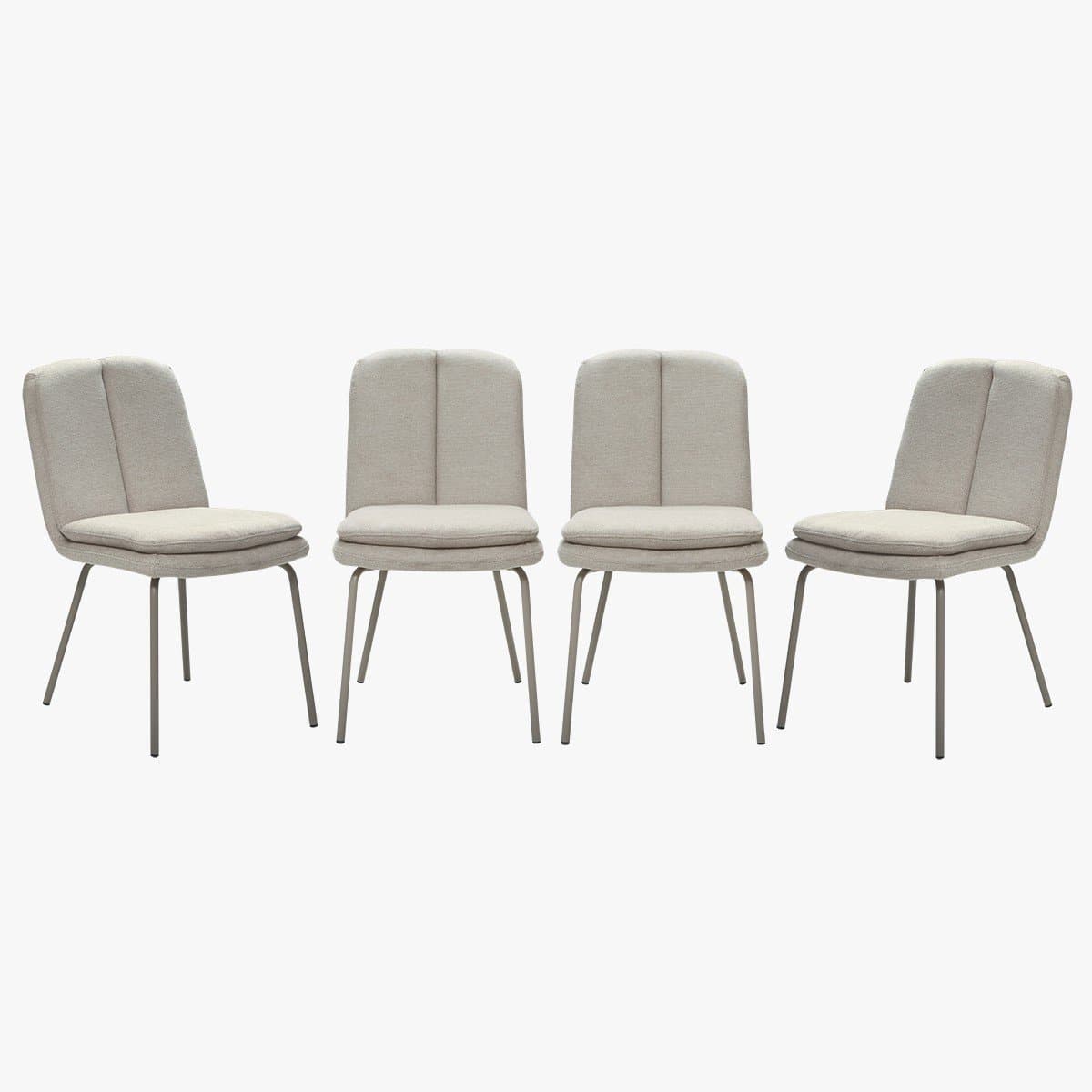 CALICOSY - Stoelen set van 4, gestoffeerde met beige metalen poten H85 cm - LYSA