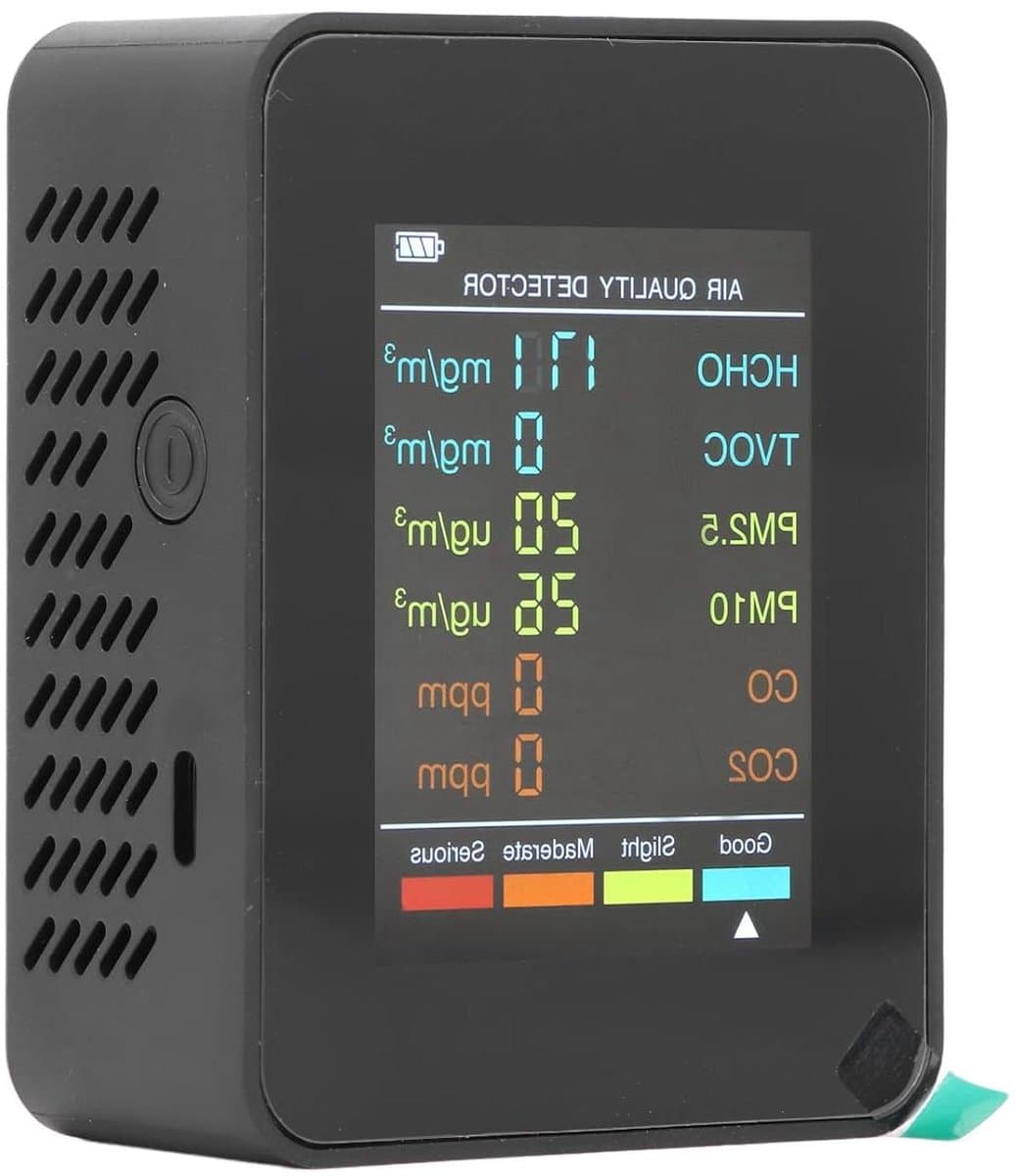 CO2 Monitor - Luchtkwaliteit Tester - Binnenlucht Meten - Multisensor Detectie - 14 x 9.8 cm - Zwart