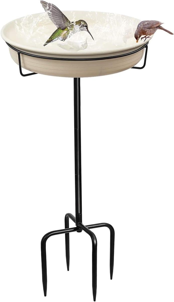 Vogelbad - Vogeldrinkbak Voederbak - Tuindecoratie Vogels - Vorstbestendig Winterbestendig - 26.5 cm Diameter - Wit