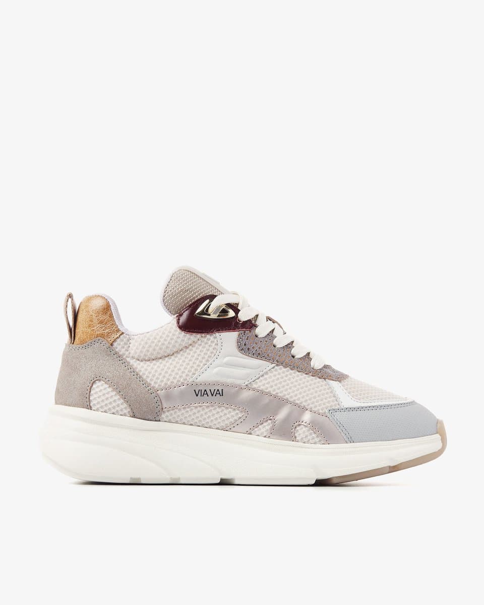 VIA VAI Vic Harmony Sneakers dames - Leer,Mesh,Su�de - Beige