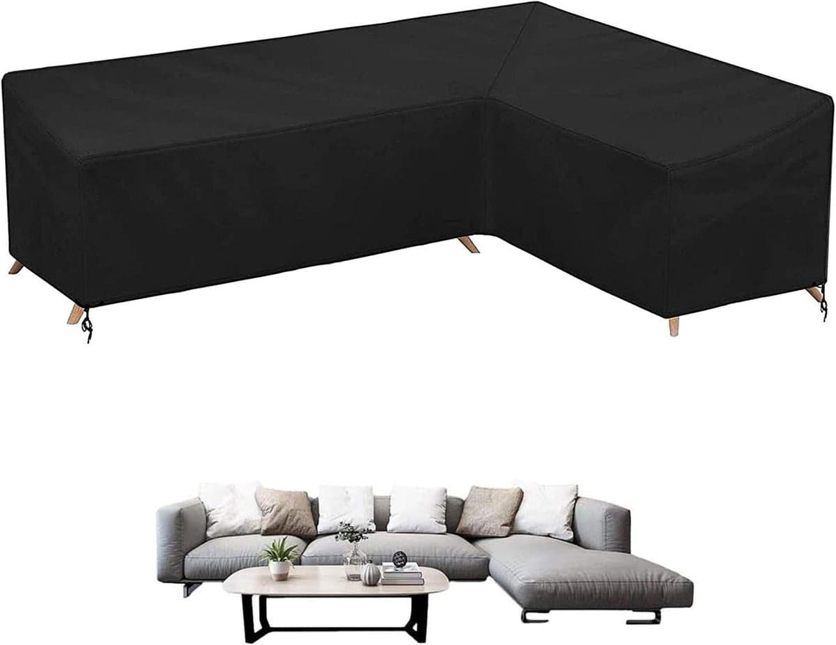 Hoes L-bank - Hockershoes Tuinmeubel - Bescherming Buitenmeubels - Waterdicht 210D Oxford - 210x264cm - Zwart