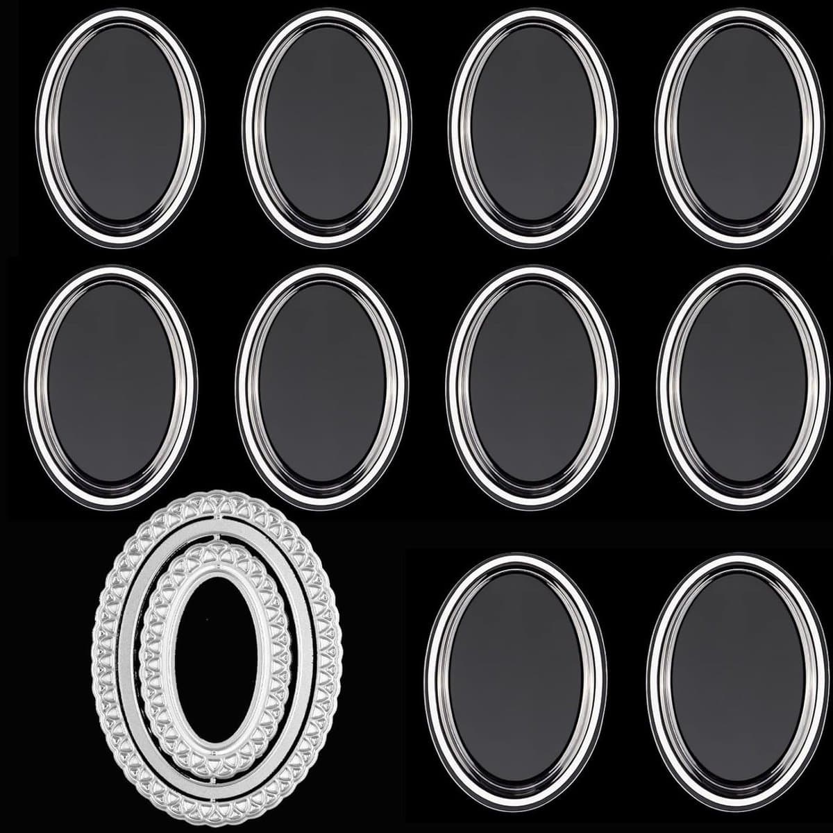 Set van 10 Stuks 3D Dimensional Shaker Domes met 17 Ellipsvormige Stansmessen voor Kaarten Maken, Zelfklevende Heldere Plastic Dome's voor Shaker Kaarten