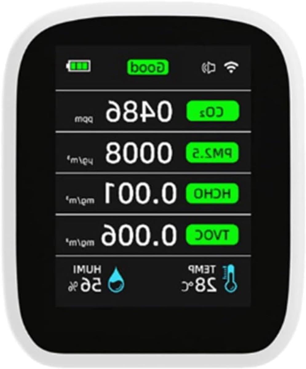 Luchtkwaliteitsmeter - CO2 Monitor Binnenlucht - Gezondheid Monitoren - NDIR Sensor - 400-5000 PPM - Wit & Zwart