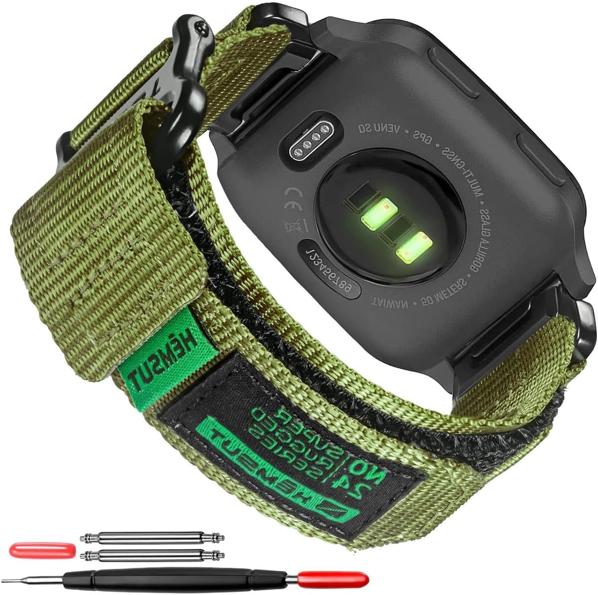 Supersterke Nylon Sportband voor Garmin Venu/Venu Sq met Snelle Bevestiging, 20mm Vervangband met Geweven Loopontwerp