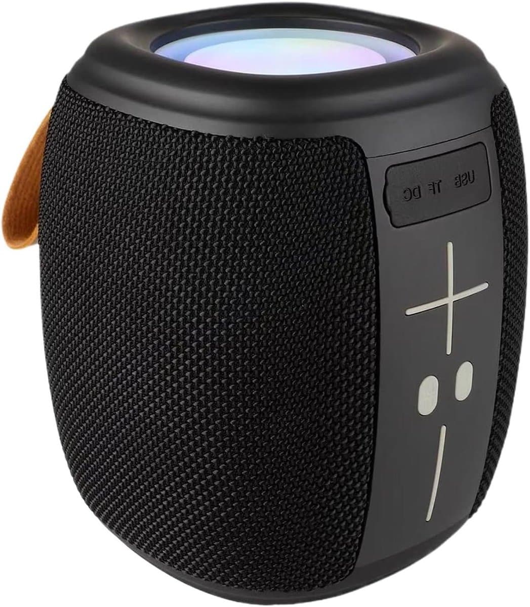 Draadloze Buitenluidspreker - Draagbare Speaker - Feest Geluid - Dynamische RGB Verlichting - 13.7 x 11.7 x 13.7 cm - Zwart
