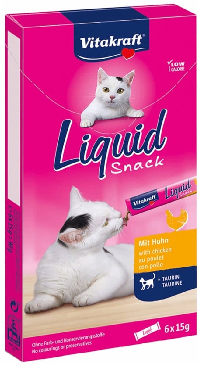 Vitakraft vloeibare snack kip - kattensnoepjes - 6 x 15 g