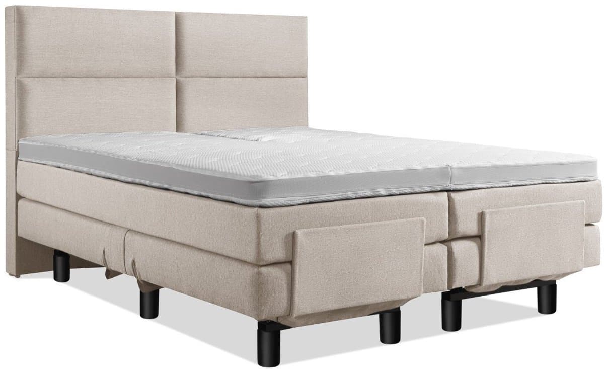 Elektrische Boxspring - Incl. 4-Vaks Hoofdbord - 1-Persoons - 100x220 cm - Beige - Zonder Plint