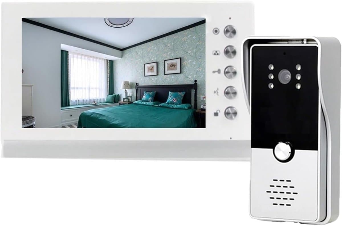 Video Deurtelefoon Systeem - Intercom met Camera - Veilige Toegang - Waterdichte Buitenunit - 7 Inch Scherm - Zilver