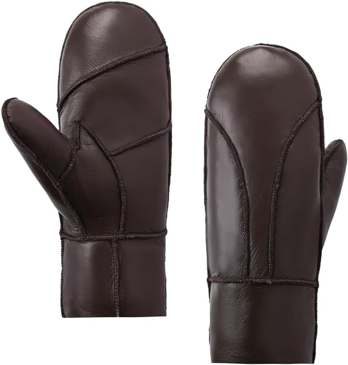Leren Winterhandschoenen - Warme Herenhandschoenen - Buitenactiviteiten - Natuurlijke Lamsvel Voering - Zwart
