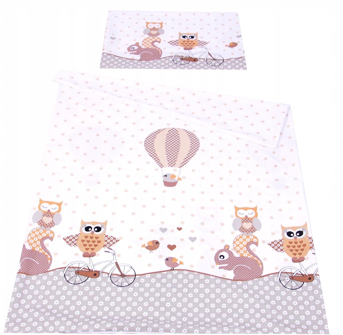 BabyLux Kinderbeddengo 2-delig 100x135cm Katoen - Beige kleurige Uiltjes