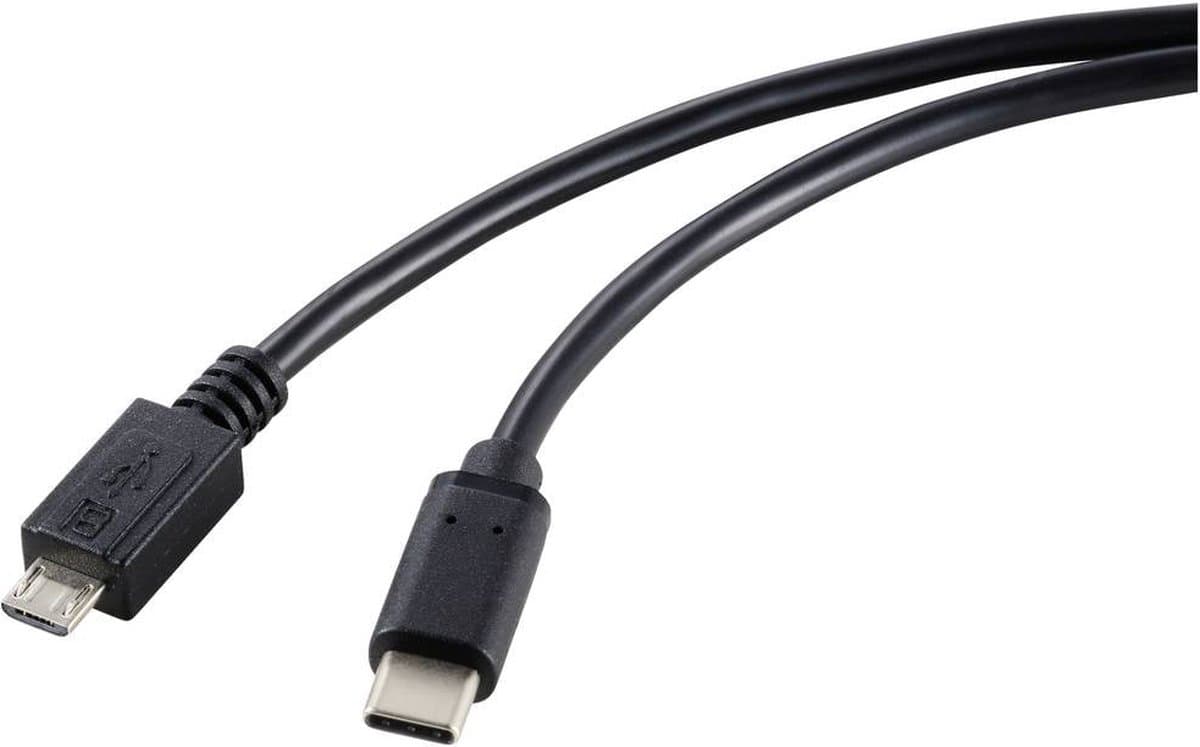 Renkforce USB-kabel USB 2.0 USB-C stekker, USB-micro-B stekker 1.80 m Zwart Afscherming totaal RF-5720396