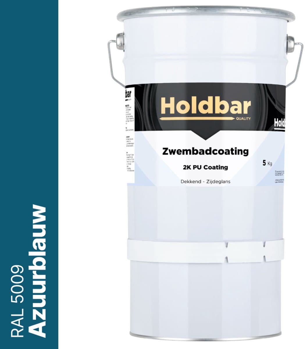 Holdbar Zwembadcoating Azuurblauw (RAL 5009) 5 kg - Zwembadverf - Alle kleuren - Waterdicht - Gemakkelijk reinigen - UV-bestendige Zwembad Verf - Chloor en Chemicaliën Bestendig - 2 Componenten