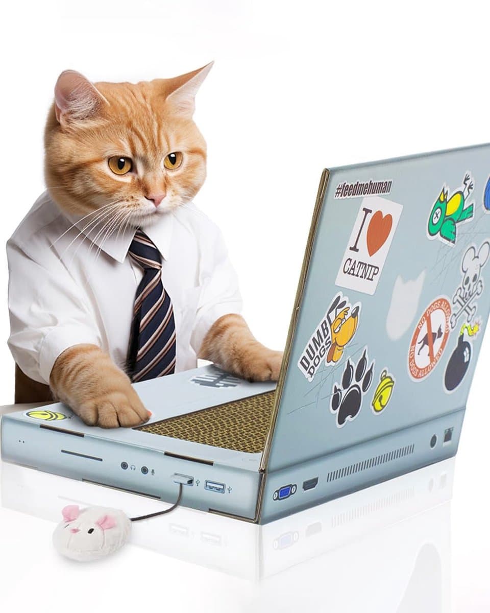 Ibenzoa® Interactieve Kartonnen Krablaptop voor Katten met Speelmuis en Eenvoudige Montagehandleiding
