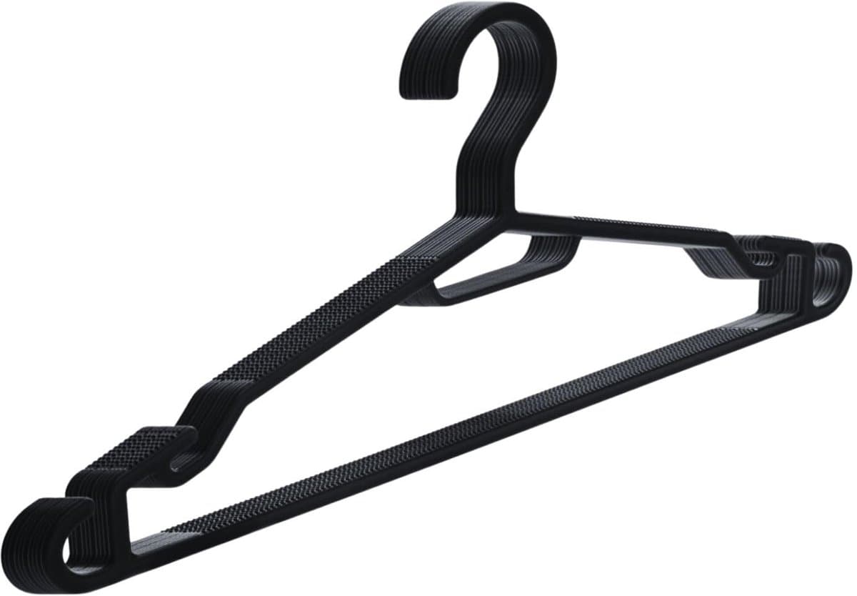 Universele kleerhangers - ruimtebesparend - set van 10 - zwart - kunststof