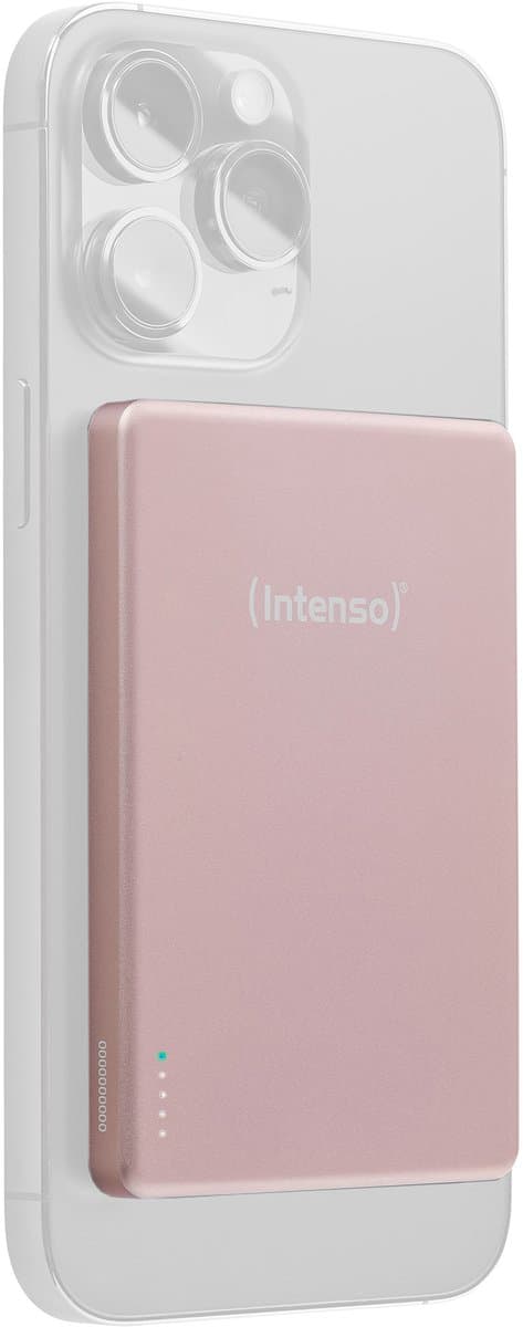 (Intenso) MW5000 Powerbank 5.000 mAh Li-Po - geschikt voor MagSafe - Draadloos & USB-C - 20W PowerDelivery - roze