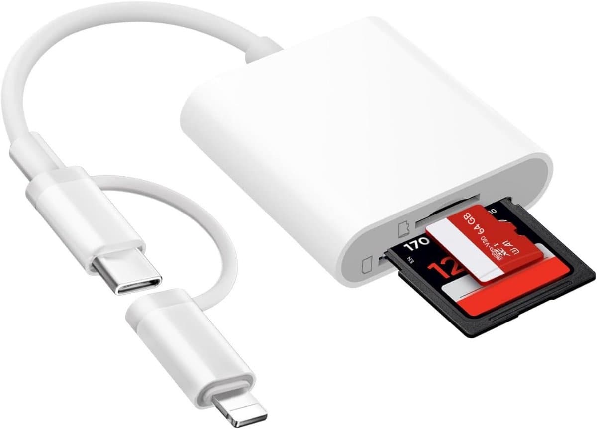 SD-kaartlezer - USB-C SD/MicroSD-kaartlezer - 2-in-1 - Plug and Play - Draagbare kaartlezer - Compatibel met iPhone-interface en Type-C-interface