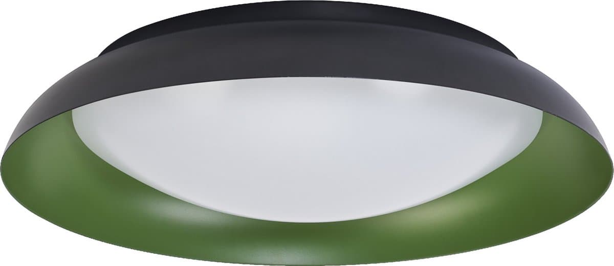 LEDVANCE Orbis Plate LED plafondlamp, zwart-groen, 45W, 2200lm, 3000K, 480mm, 830 vriendelijk warm wit, dimbaar in 3 niveaus door te trappen, IP20 bescherming, inclusief montageschroeven en pluggen