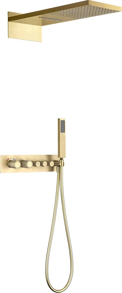 Mawialux thermostatische inbouw regendoucheset - waterval - Dex - goud