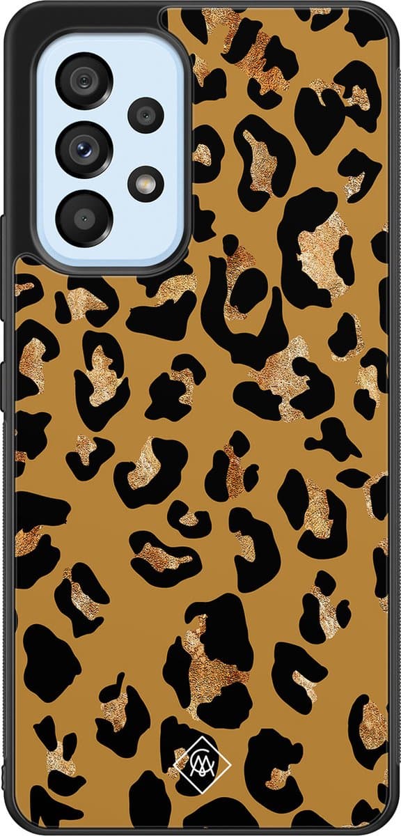 Casimoda® hoesje - Geschikt voor Samsung Galaxy A33 - Jungle Wildcat - Zwart TPU Backcover - Planten - Geel