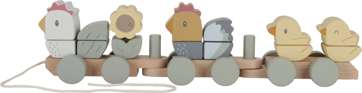 Little Dutch Kleine Boerderij Blokken Trein - Groen, 41 x 12 cm