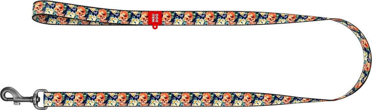 WAUDOG Glamourous Skulls Hondenlijn / Hondenriem - Nylon - Breedte: 20 mm - Lengte: 122 cm