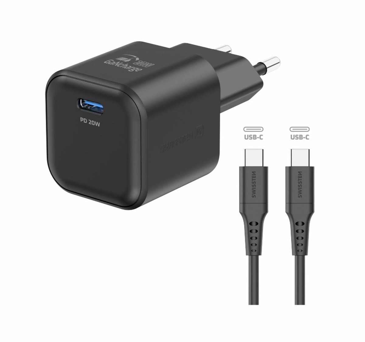 Swissten 20W - Snellader USB-C - Inclusief 1.2m kabel - Wit - Geschikt voor apparaten met USB-C aansluitingen