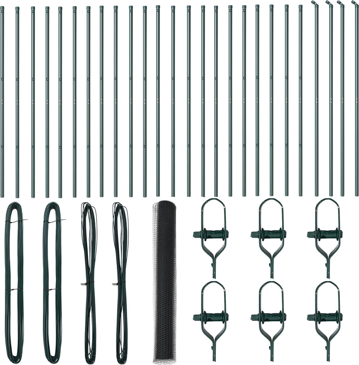 vidaXL - zeshoekig - gaashek - met - grondbevestiging - 50 - x - 1,4 - m - Grijs - Mesh