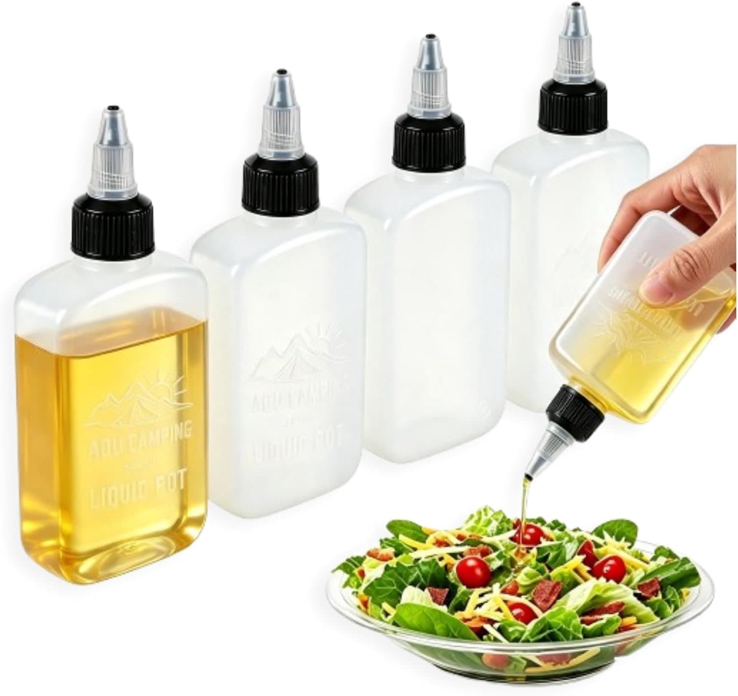 Olieknijpflessen 100 ml - herbruikbare oliedispenser - compact formaat - ideaal voor camping - ShopVlot
