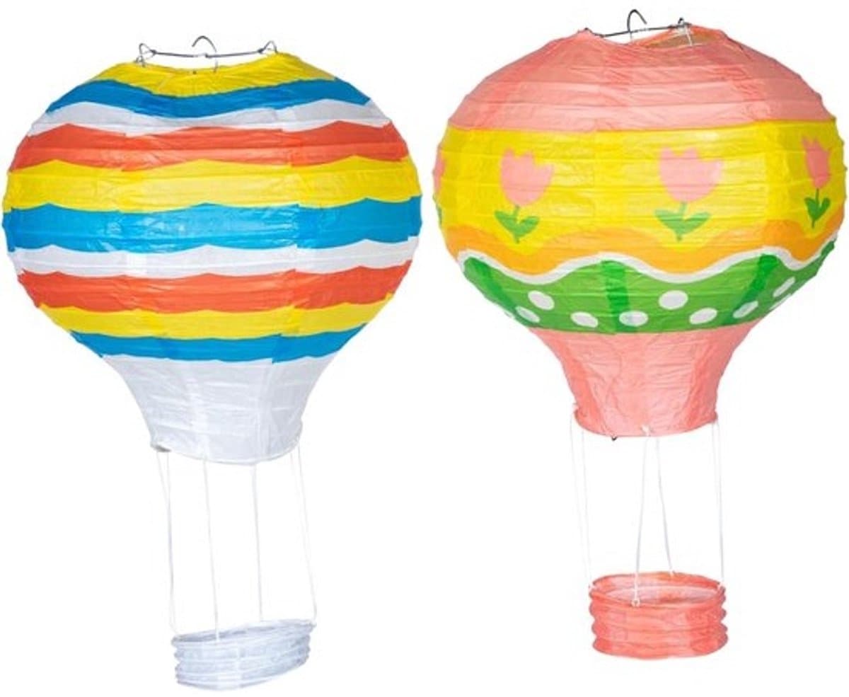 Papieren lampionnen - Luchtballondecoratie - Feestversiering voor buiten - Stabiele structuur - 25 x 25 x 25 cm - Diverse kleuren