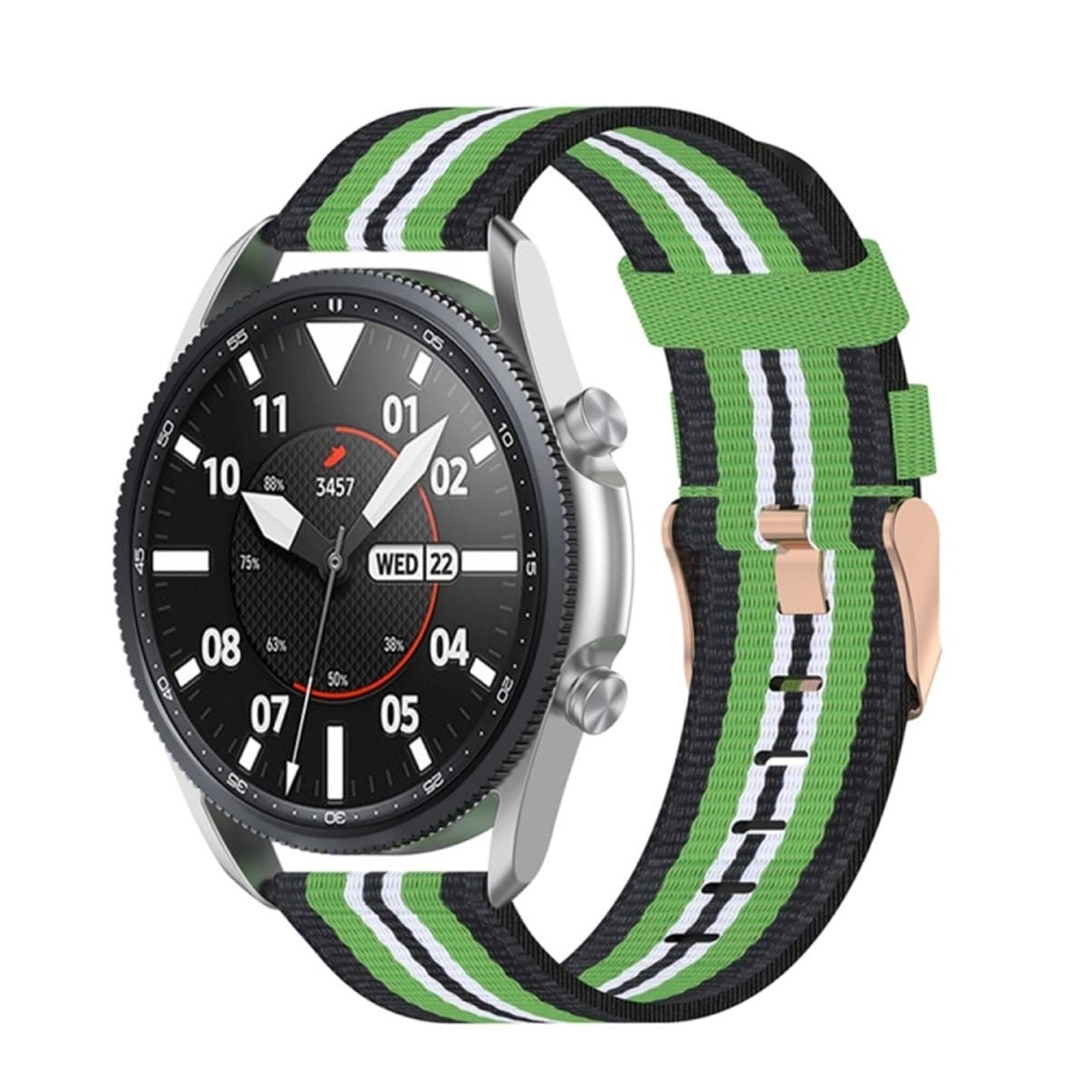 Voor Galaxy Watch 3 45 mm geweven nylon getextureerde band, maat: gratis maat 22 mm (zwart limoen)