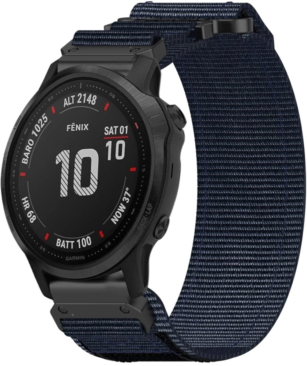 Voor Garmin Fenix ​​6S 20 mm nylon klittenbandsluiting horlogeband (blauw)