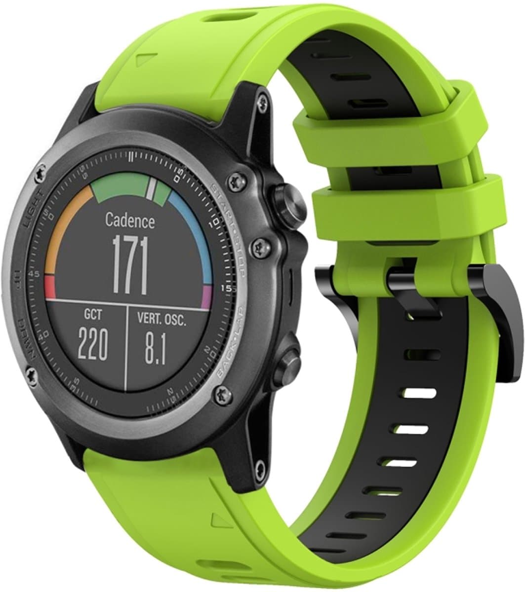 For Garmin Fenix 3 Sapphire 26mm Two-Color Sports Silicone Watch Band(Lime Green + Black)