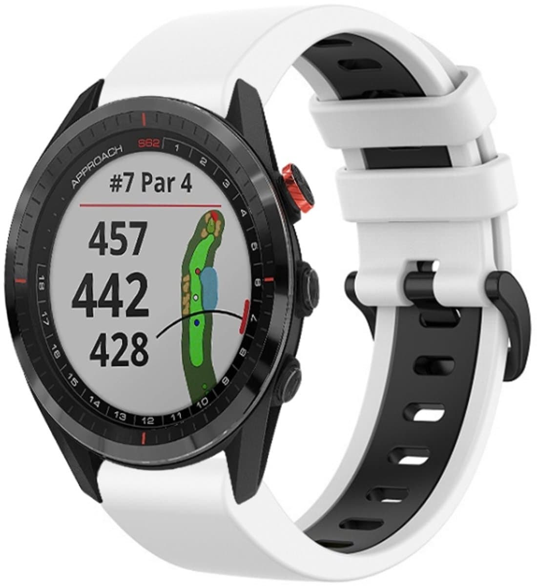 Voor Garmin Approach S62 22mm siliconen sport tweekleurige horlogeband (wit + zwart)