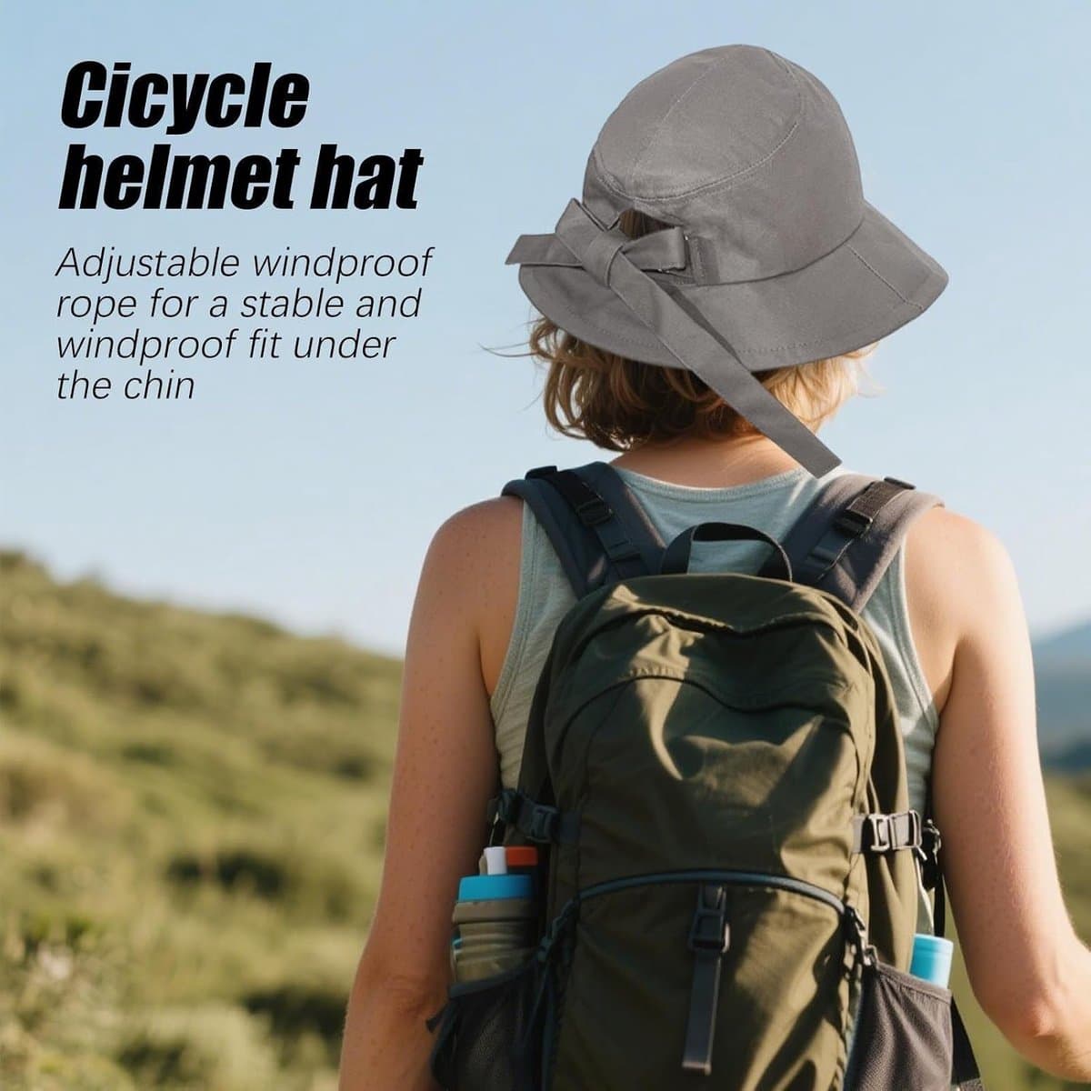 Fietshelm Vrouwen - Zonnehoed Helm - Buiten Sporten - Afneembare Rand - Verstelbaar - Grijs
