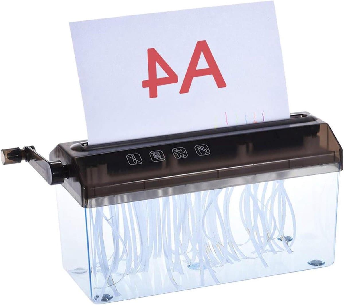 Papier Versnipperaar - Document Snijmachine - Documenten Verwerken - Handmatig Bedienbaar - A4 formaat - Zwart Transparant