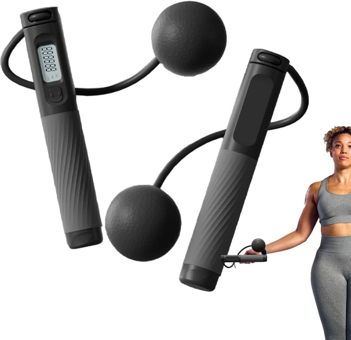Slim Springtouw - Digitaal Touwloos - Thuis Fitness - Elektronische Teller - Niet van toepassing - Zwart