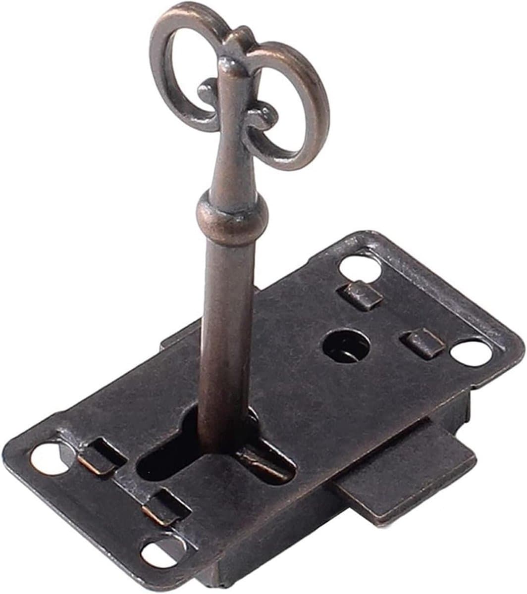 meubelslot antiek rood brons kastslot oud slot vervangend vierkant type locker deurslot