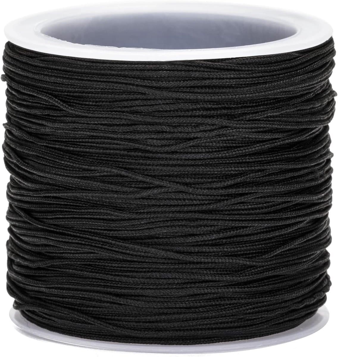 Nylon koord - Knutseltouw - Sieraden maken - Scheurvast gevlochten - 100 meter - Zwart