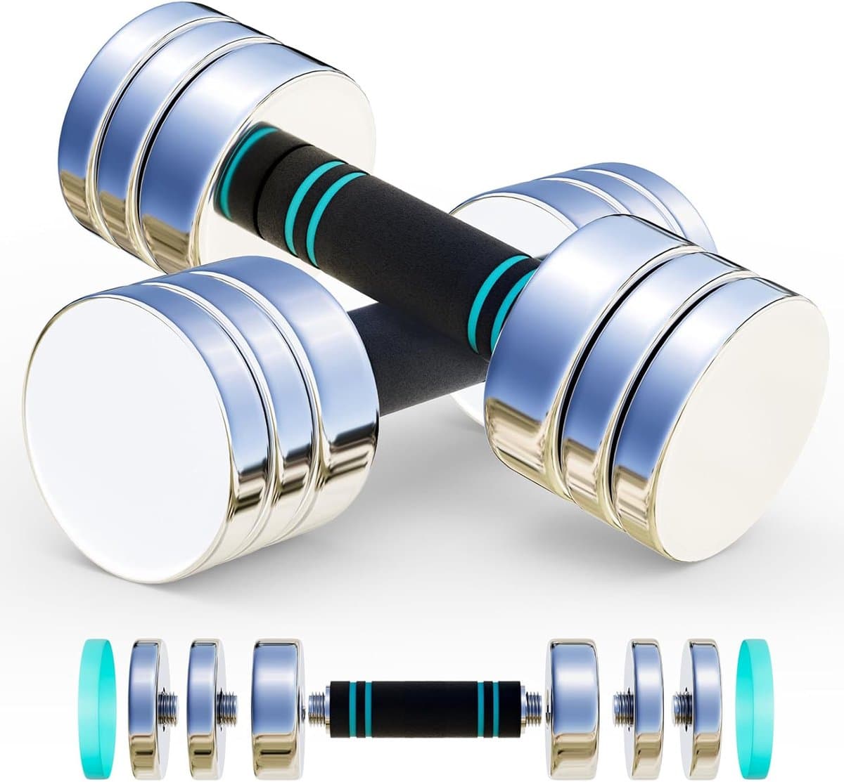Verstelbare Halters - Stalen Dumbbells - Fitness Thuis - Compact Ontwerp - Set van 2 - Blauw