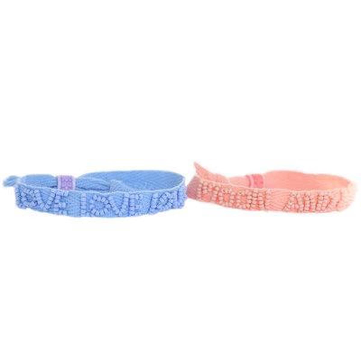 Set of 2 bracelets moon and back & love love