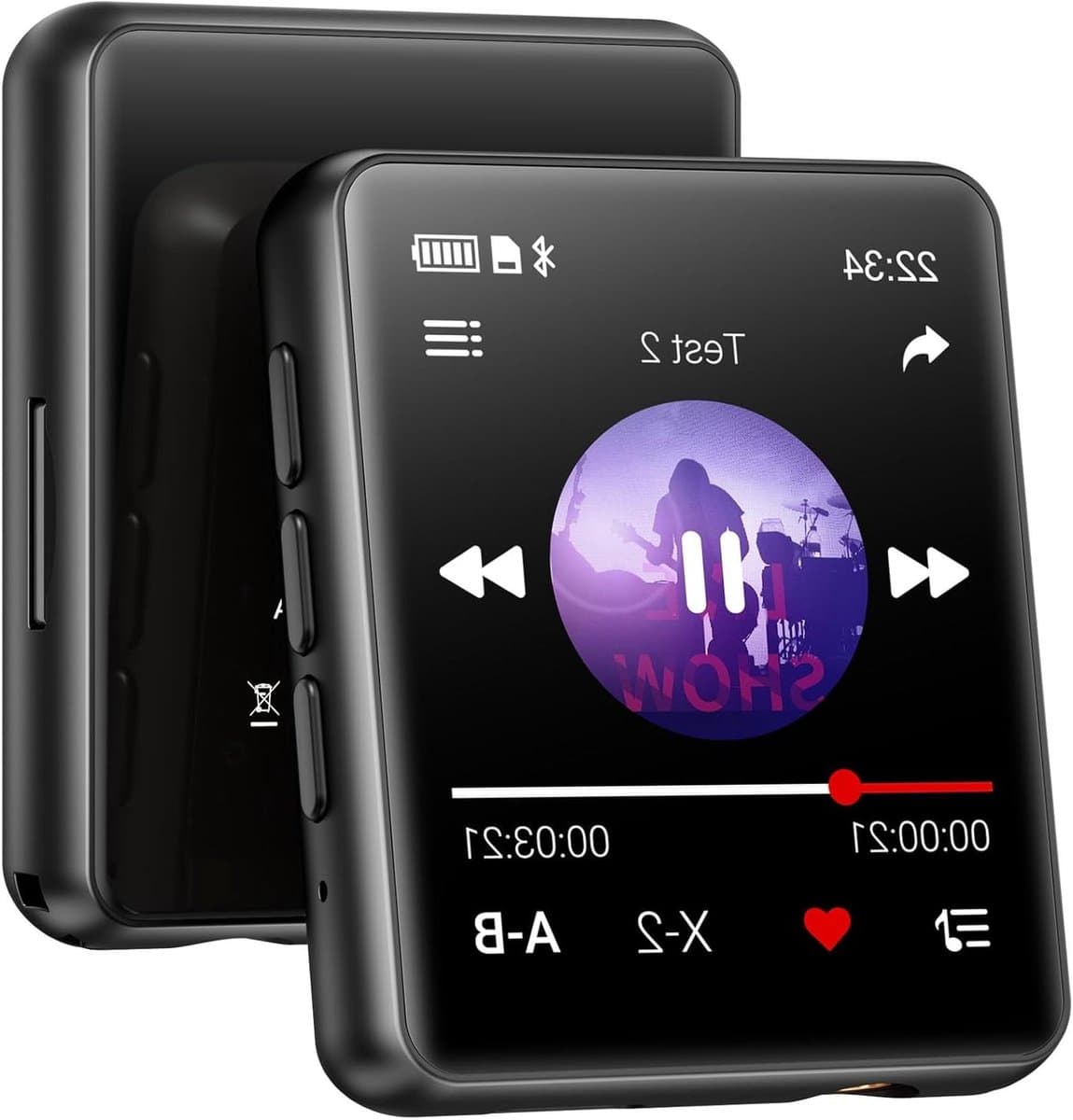 MP3-speler met Bluetooth - 128GB Muziekspeler, Ingebouwde Luidspreker en FM-radio, 1,8'' Mini Touchscreen MP3 - Perfect voor Kinderen en Sport (zwart)