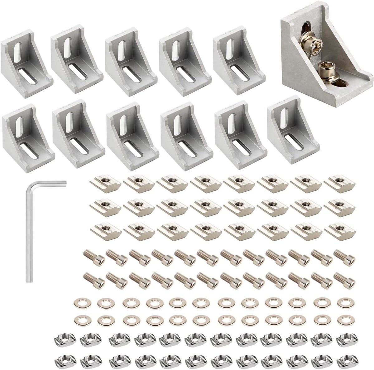 aluminium hoekhoeken voor aluminium profiel, 30 x 30 mm, hoekconnector, bevestigingsmateriaal voor 3D-printers, CNC- en doe-het-zelf