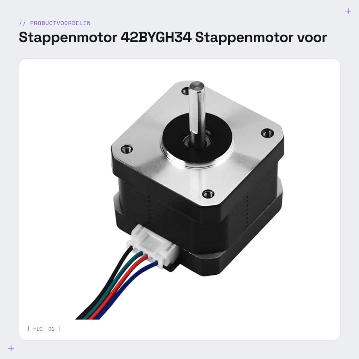Dailygoods- Stappenmotor 42BYGH34 - Bipolaire 4-draads - 12V 1.3A - 0.30Nm koppel - 1,8 graden staphoek - Geschikt voor 3D-printer - Motor