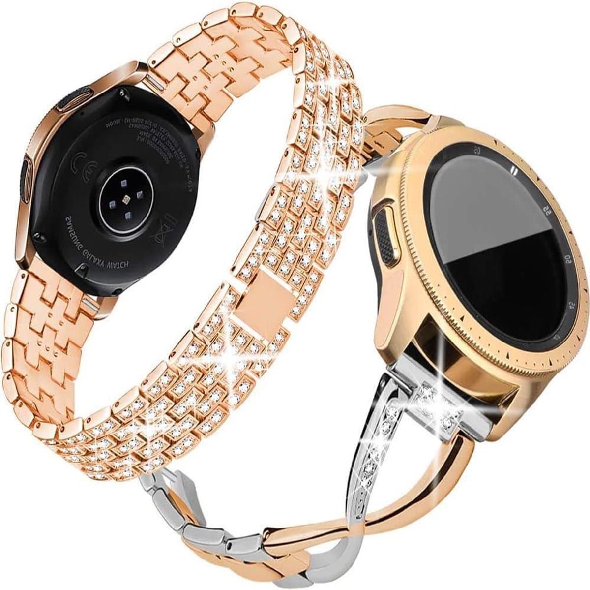 Horlogeband 2 stuks - Metalen band - Smartwatch personaliseren - Luxe sieraden design - 20 mm breed - Zilverkleurig