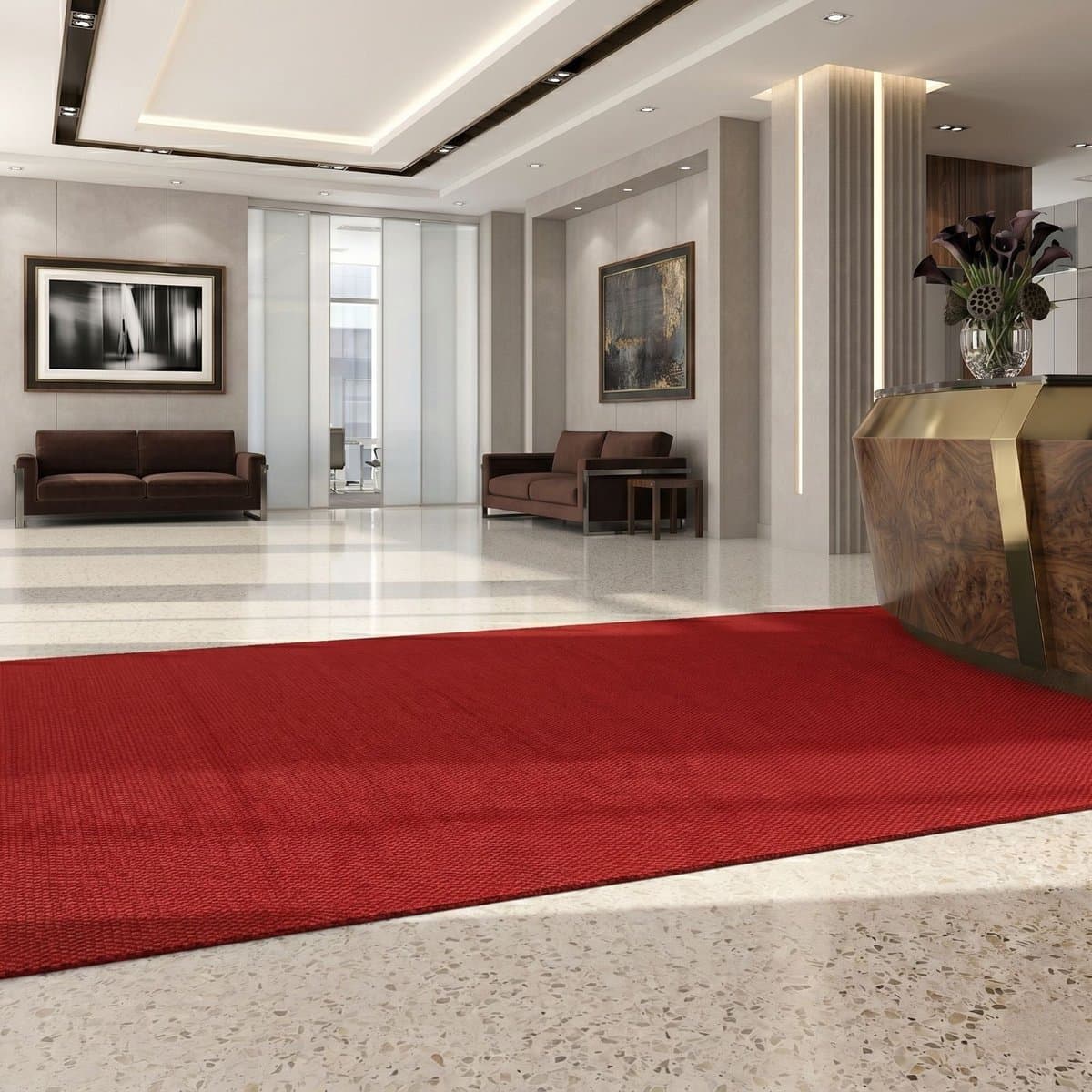 Floordirekt Vuilvangmat Hong Kong - Veelzijdig Inzetbaar - Antislip - Rood - 100 x 500 cm - Stevig & Onderhoudsvriendelijk voor Binnen & Entree