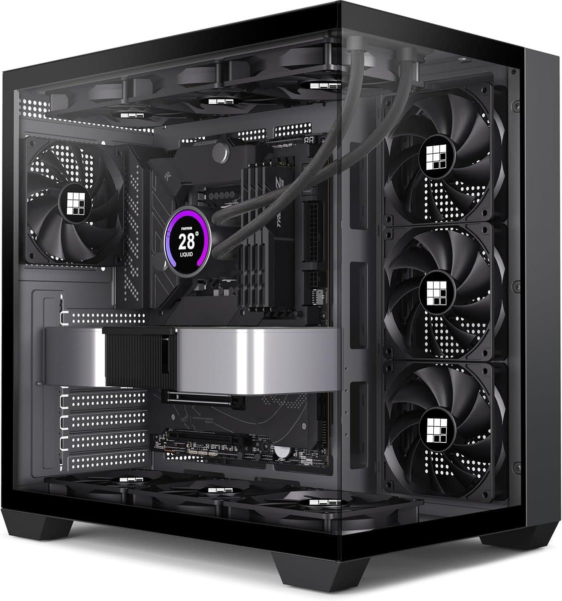 ATX Mid-Tower Gaming PC Behuizing met 3 PWM Ventilatoren en Panoramisch Glas