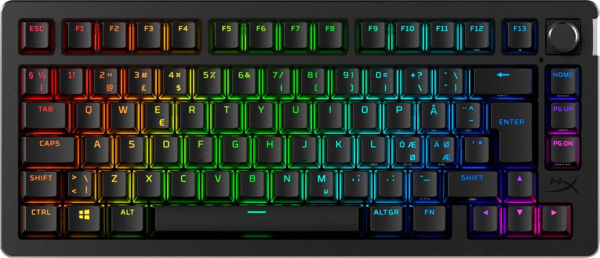 HyperX Alloy Rise 75 - Draadloos Gaming Toetsenbord - 75% Layout - Hot-Swappable - RGB - Lineaire Switches - Zwart - QWERTY- ANSI
